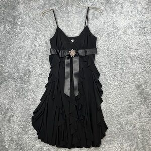 Cache Black Sleeveless Ruffled Mini Dress